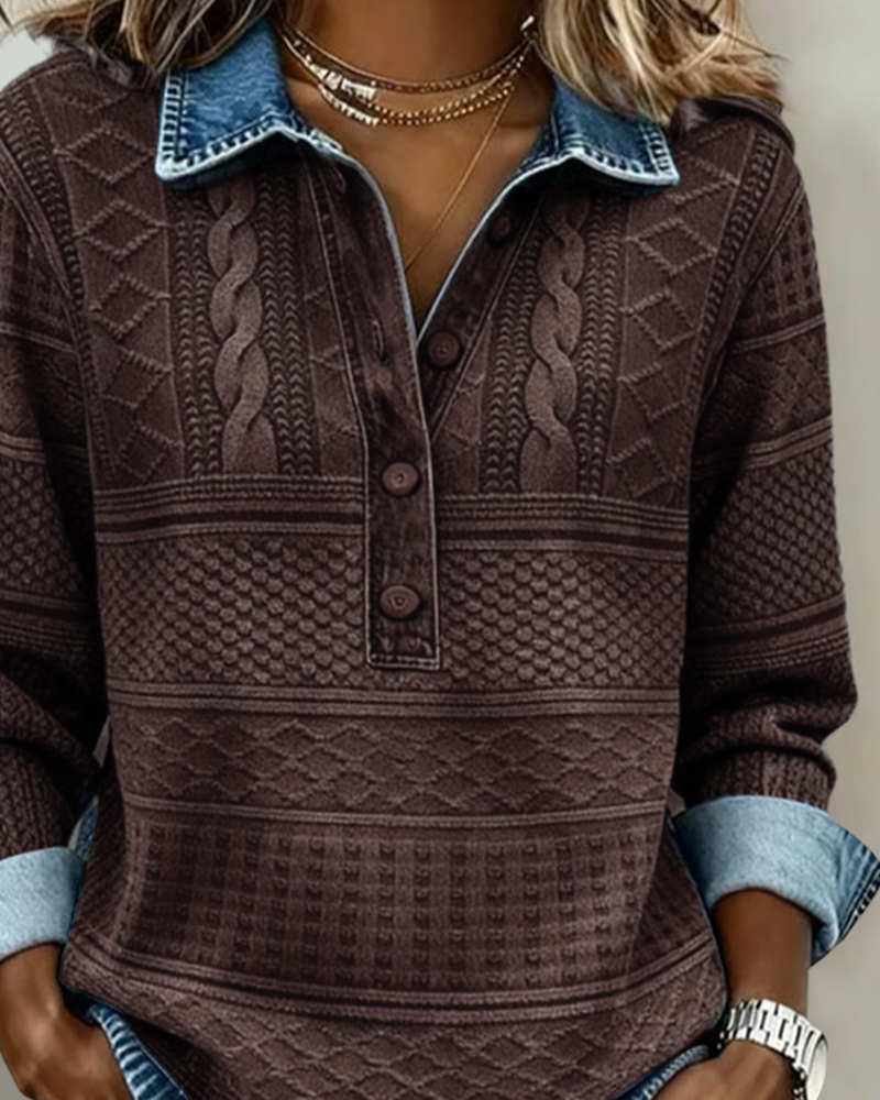 Émilie | Maglione testurizzato con collo abbottonato
