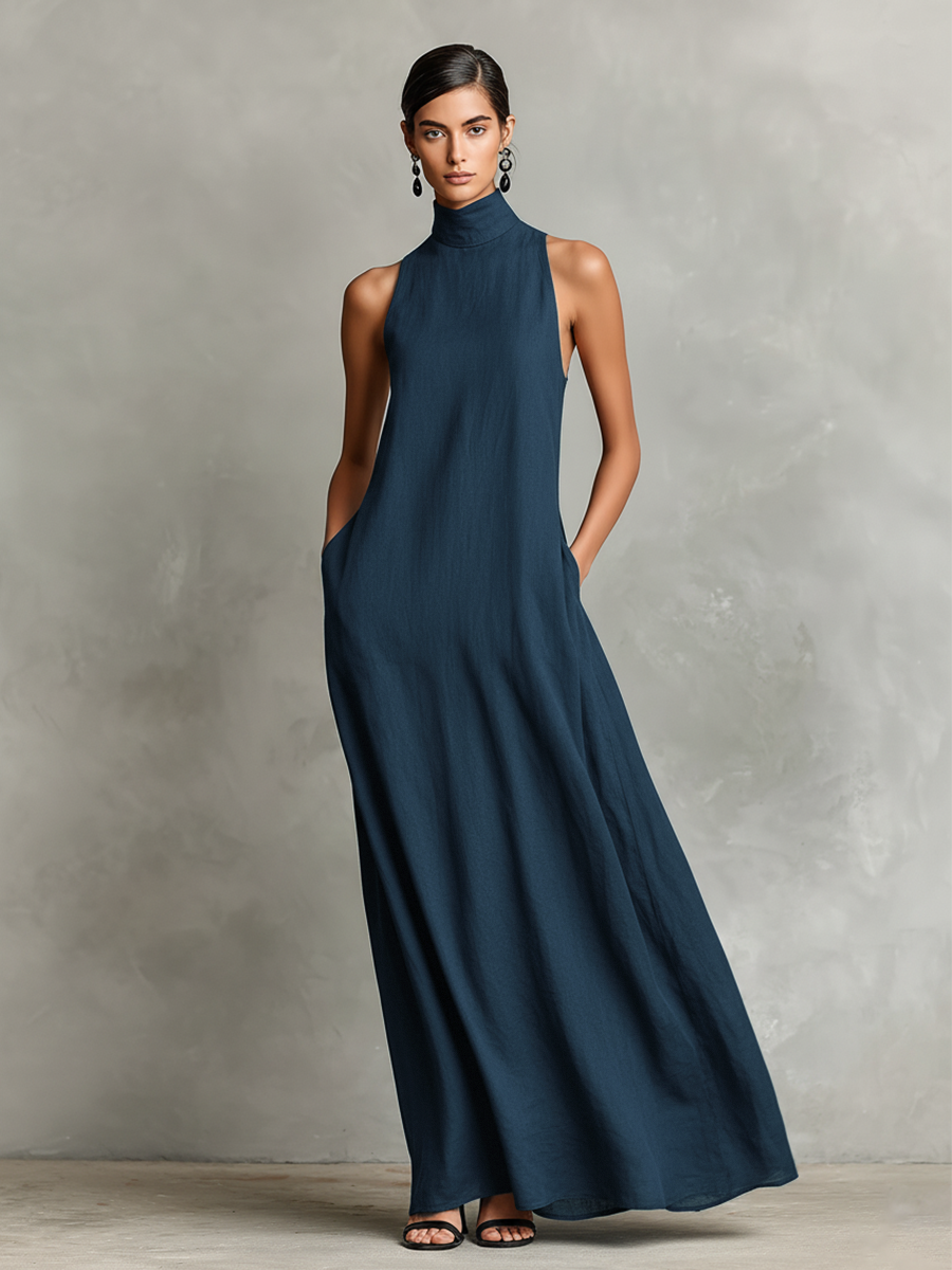 Chiara | Abito Maxi Elegante a Collo Alto
