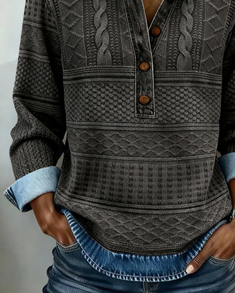 Émilie | Maglione testurizzato con collo abbottonato