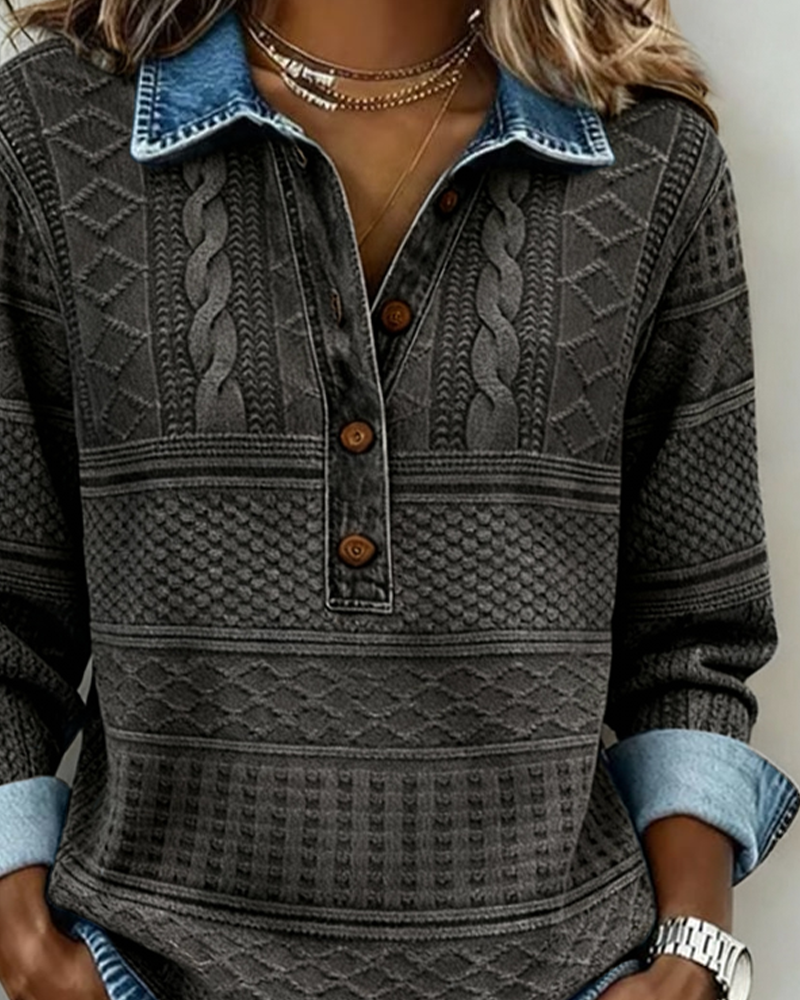 Émilie | Maglione testurizzato con collo abbottonato