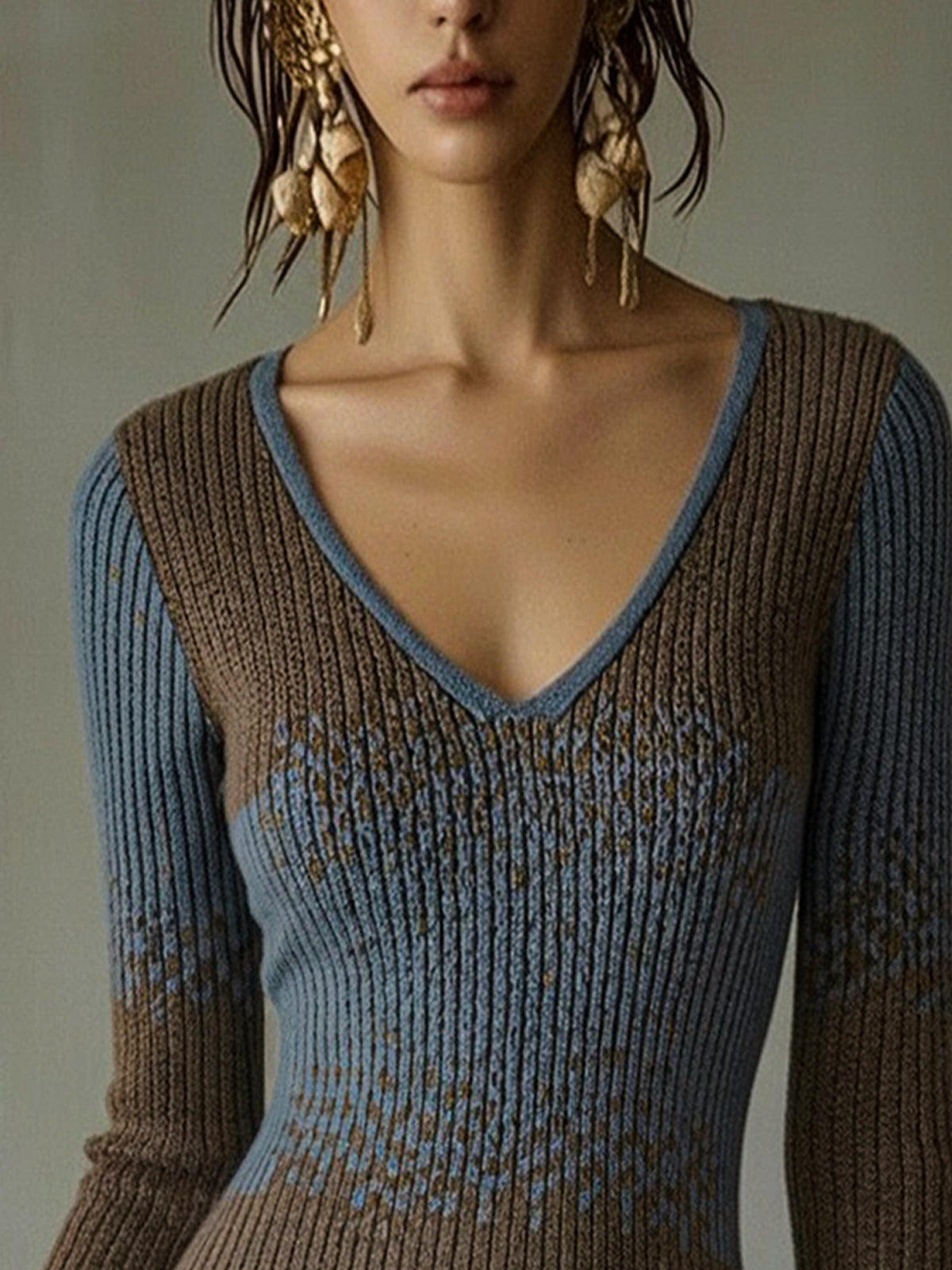 Mia | Mini abito in maglia multicolore con bordo a volant in pizzo