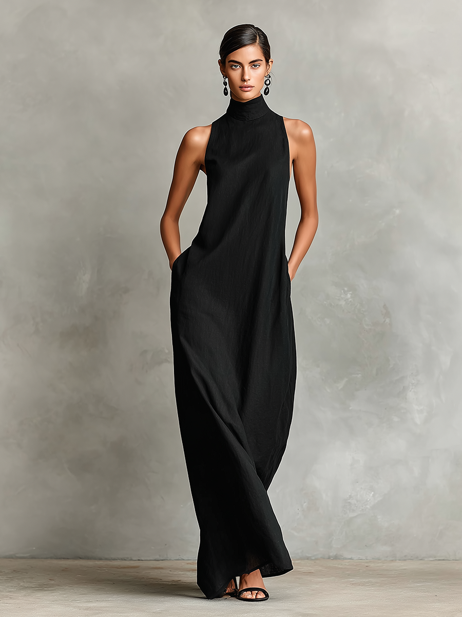 Chiara | Abito Maxi Elegante a Collo Alto
