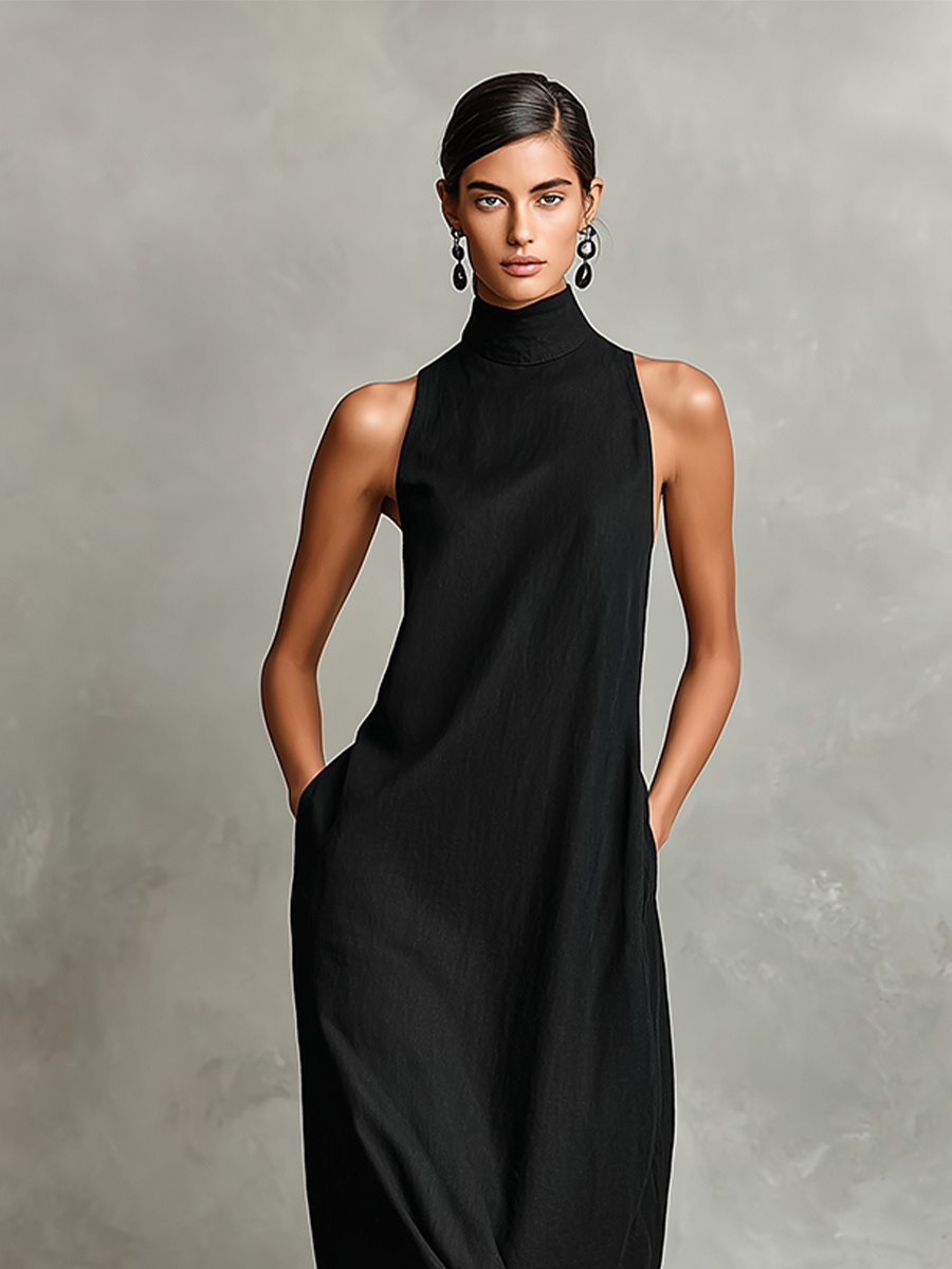 Chiara | Abito Maxi Elegante a Collo Alto