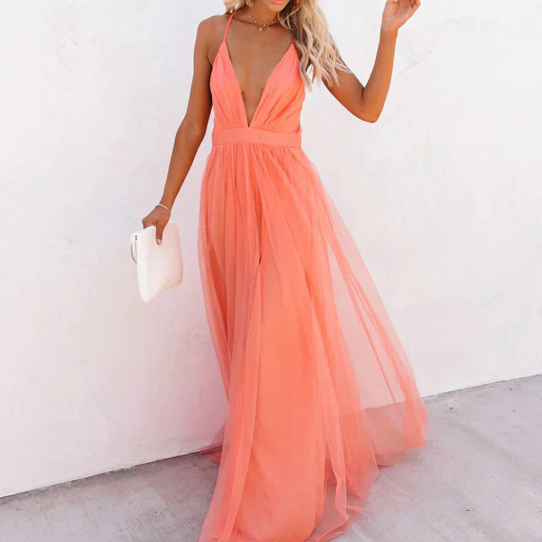 Ginevra | Abito Maxi Luz Corallo