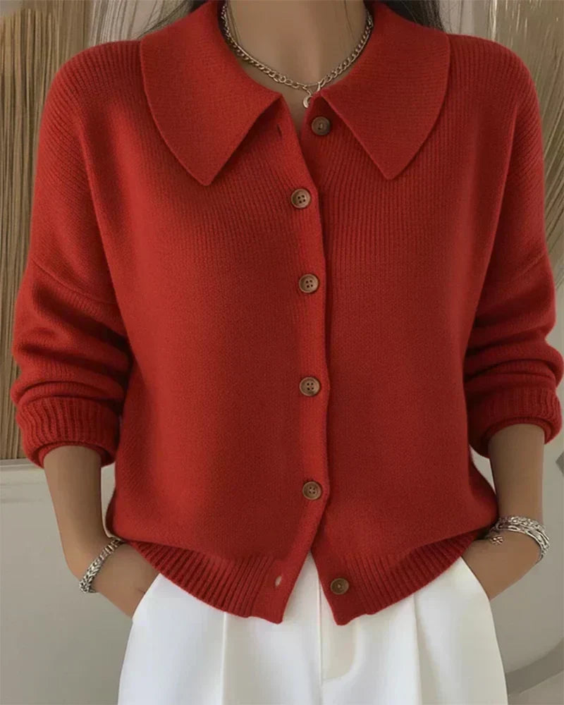 Vega | Cardigan in maglia con colletto a camicia