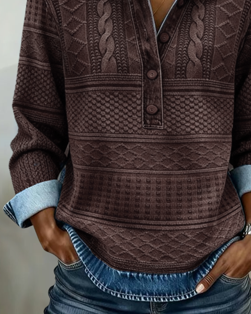 Émilie | Maglione testurizzato con collo abbottonato