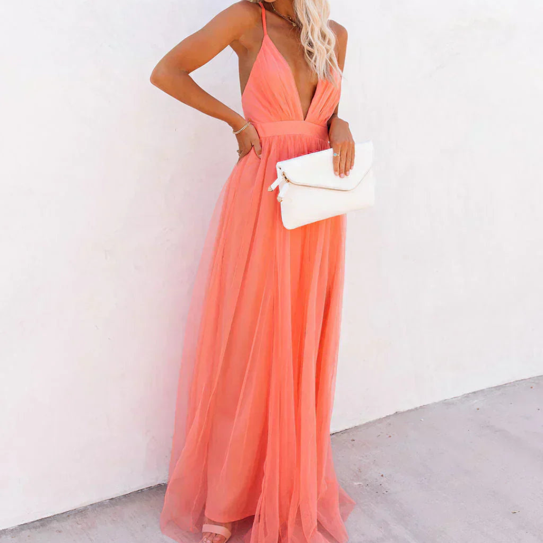 Ginevra | Abito Maxi Luz Corallo