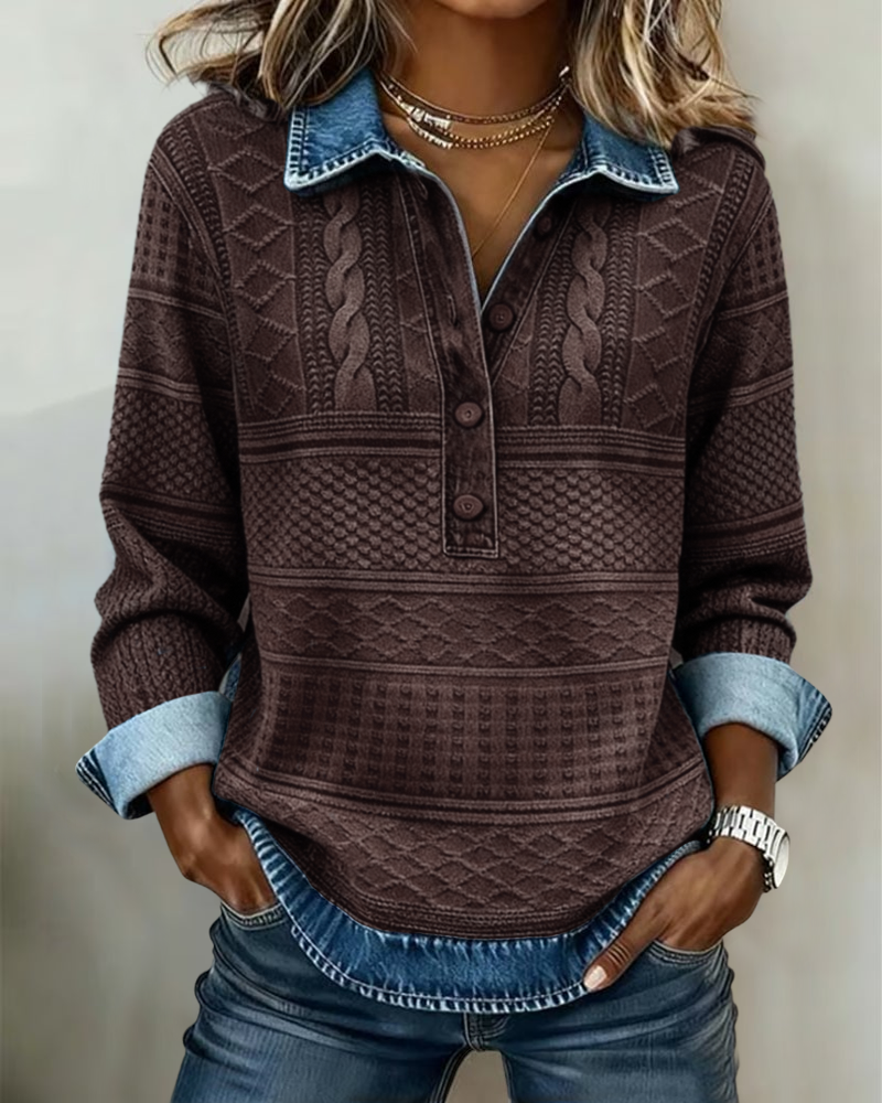 Émilie | Maglione testurizzato con collo abbottonato