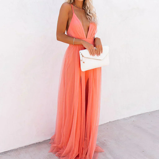 Ginevra | Abito Maxi Luz Corallo