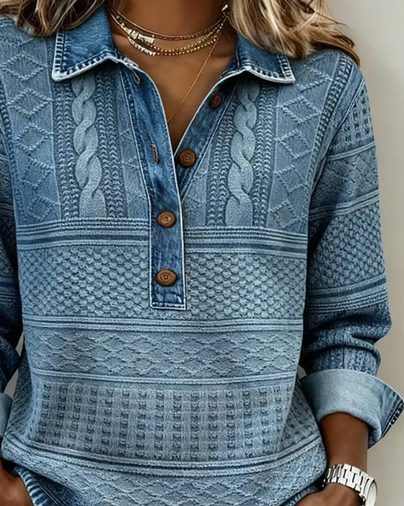 Émilie | Maglione testurizzato con collo abbottonato