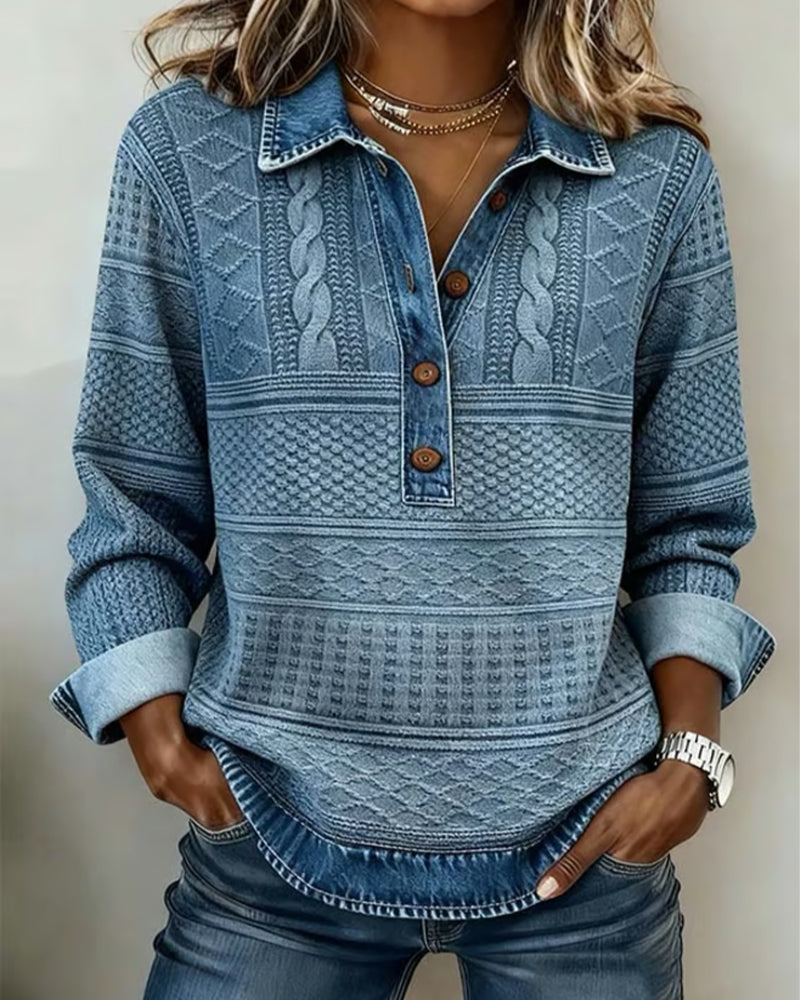 Émilie | Maglione testurizzato con collo abbottonato