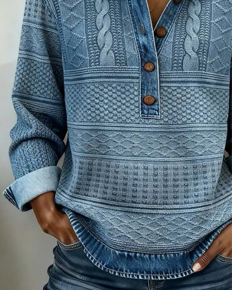 Émilie | Maglione testurizzato con collo abbottonato