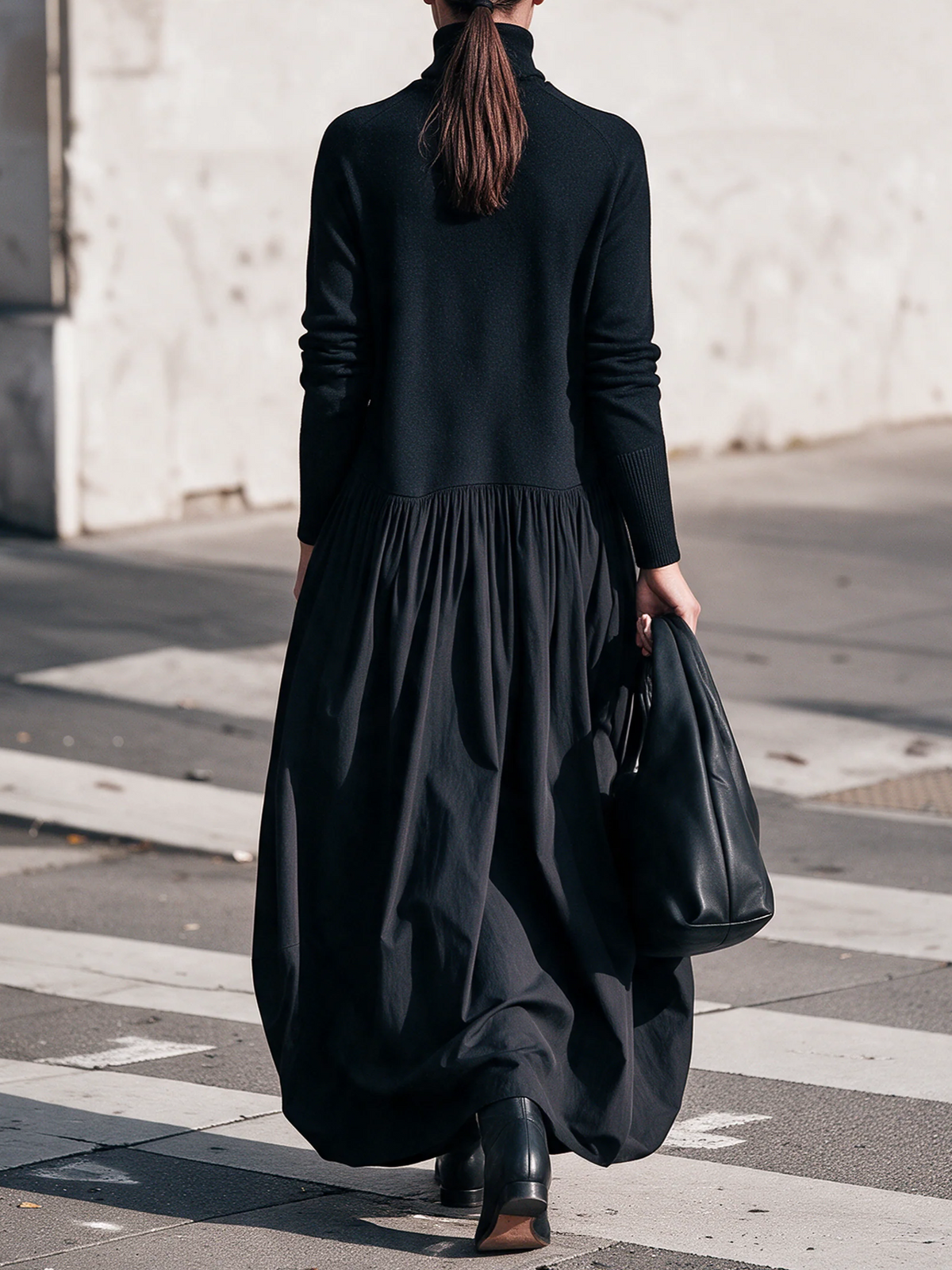 Ilaria | Abito lungo oversize a collo alto con tasche