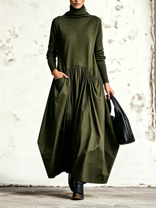 Ilaria | Abito lungo oversize a collo alto con tasche