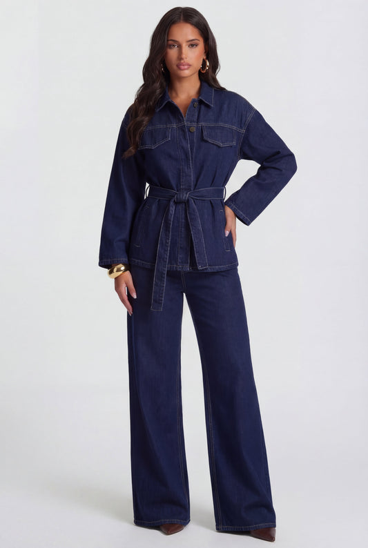 Coralie | Completo in denim con cintura