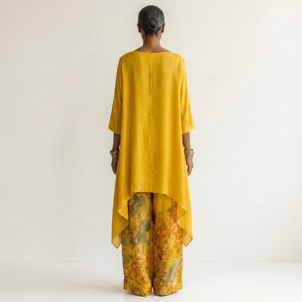 Cariola | Completo asimmetrico in cotone e seta