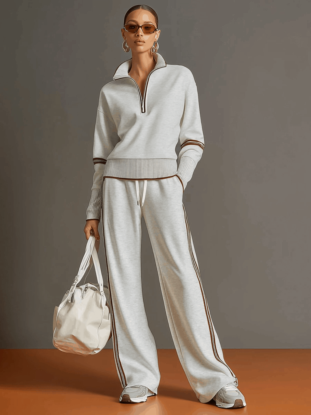 Jade | Completo sportivo retrò con mezza zip e banda