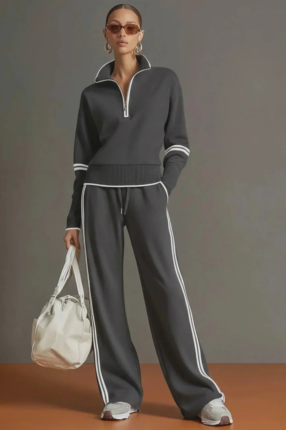 Jade | Completo sportivo retrò con mezza zip e banda
