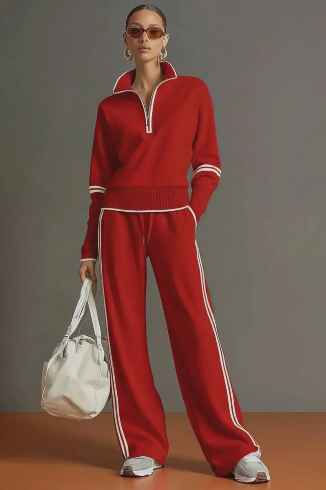 Jade | Completo sportivo retrò con mezza zip e banda