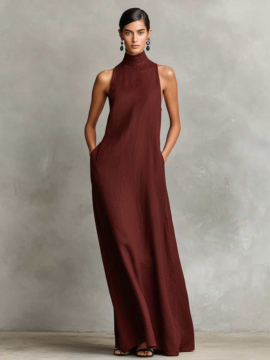 Chiara | Abito Maxi Elegante a Collo Alto